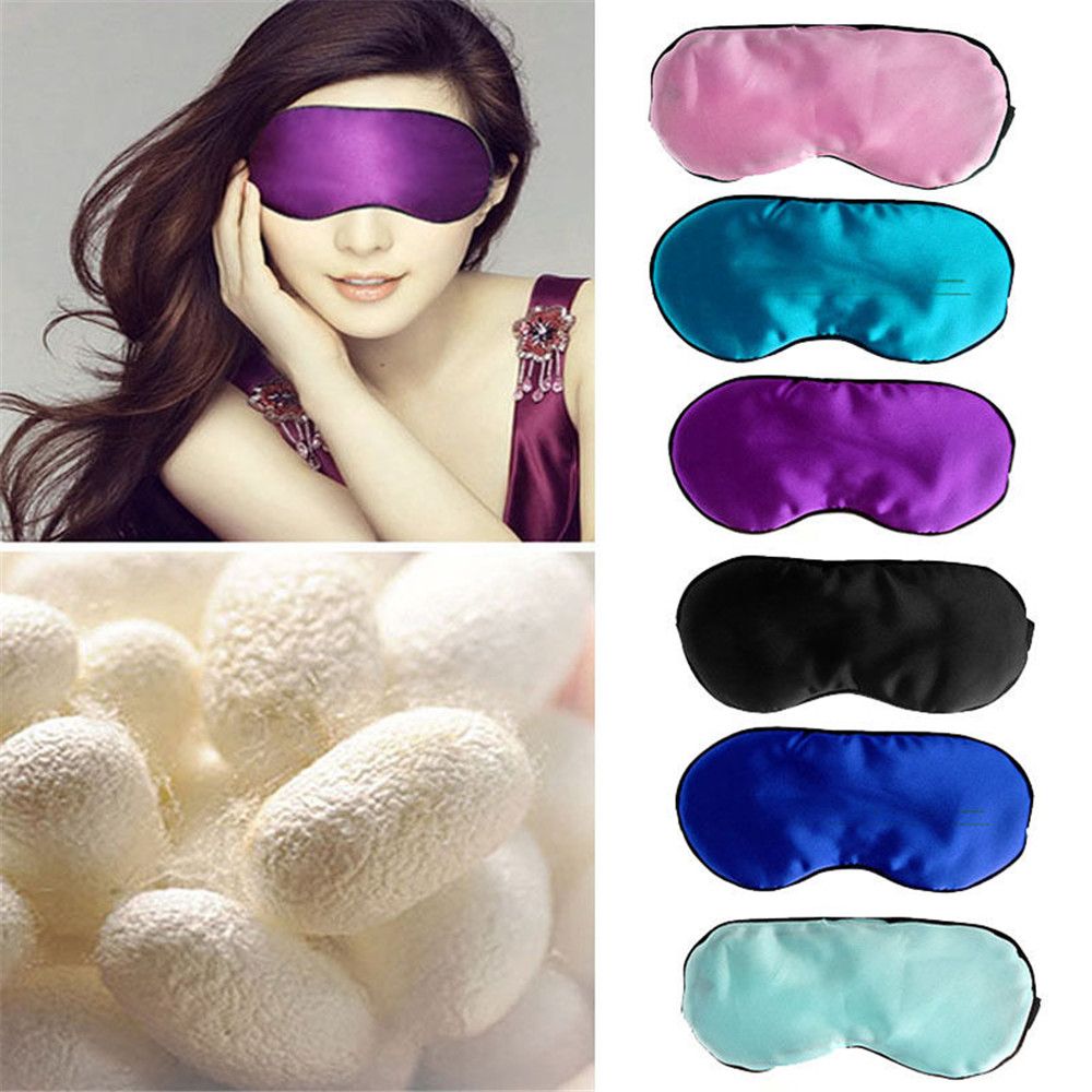 9 kleuren slaapmasker van zuivere zijde, gewatteerde schaduwbedekking, reisontspanningsmasker, blinddoek, reisaccessoires
