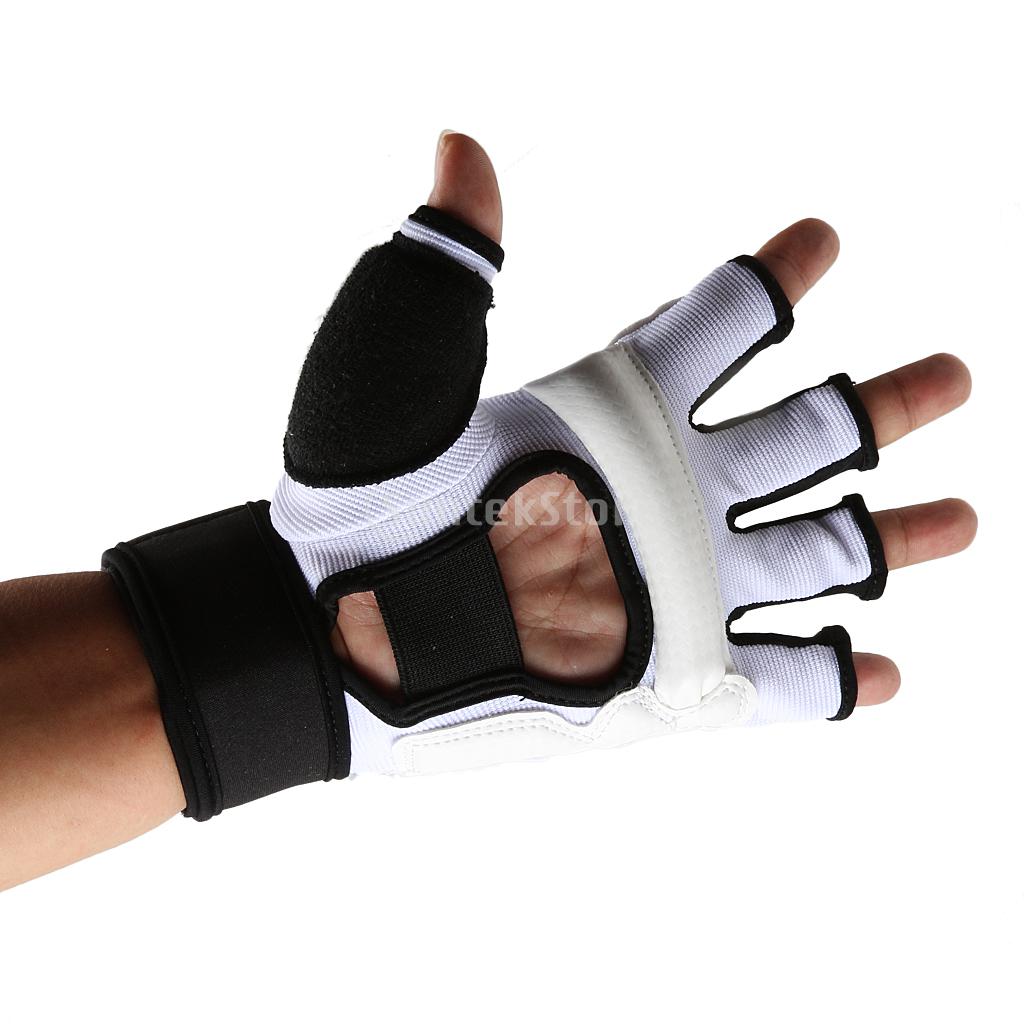 freundlicher Erwachsene halb Finger Kampf Boxen Handschuhe Handschuhe Sanda Karate Sandsack Schutz für MMA Muay thailändisch trete Boxen Ausbildung Weiß: M