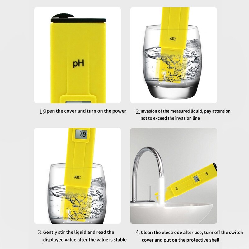 Digital PH Meter PH Tester 0.01 PH Accuracy Water Tester with ATC for Household Drinking Water Swimming Pools Aquariums