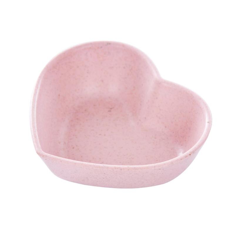 Bols d'assaisonnement à paille de blé | Multifonctionnels bols d'assaisonnement à diverses formes, vinaigre assaisonnement assiette à sel solide, outils de cuisine: Heart - Pink