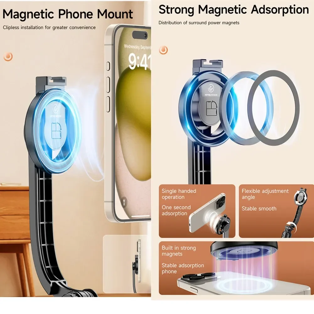 Supporto magnetico per treppiede mini selfie stick estensibile con telecomando wireless Bluetooth per monopiede Android Magsafe IPhone 15