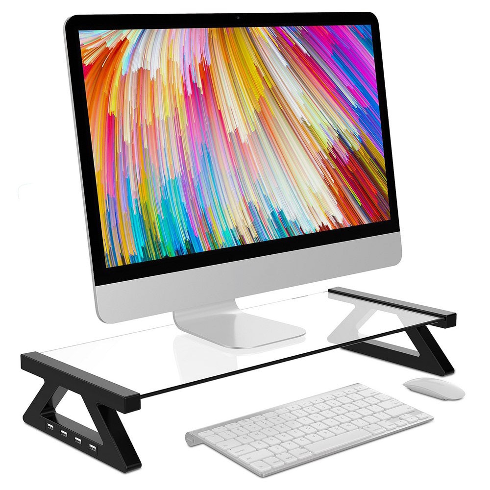 Multifunktions pc-skærm laptop stativ hærdet glas computer skrivebord usb 2.0 dragt til bærbar computer skærm bord bærbar god