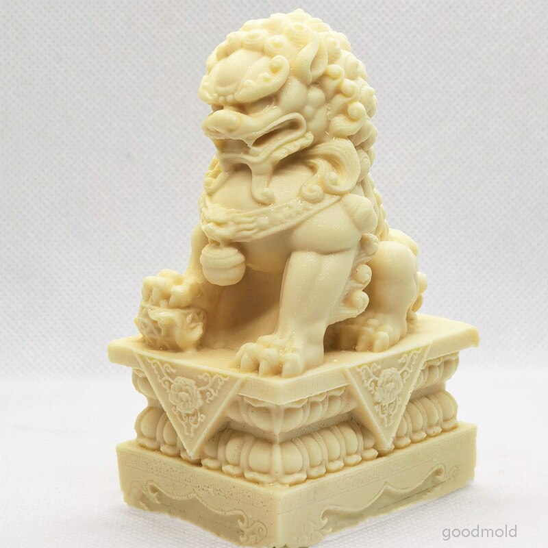 Stampo in cemento di grandi dimensioni in pietra leone stampo in pietra stile cinese scultura in gesso stampo in cemento decorazione stampi in silicone