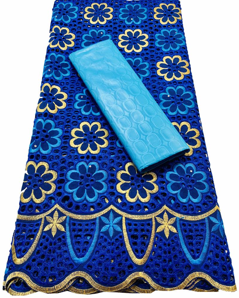 2.5 + 2.5 yards/ensemble Africain Bazin Brode Tissu Avec Tissu de Dentelle De Coton Suisse 2022 Damassé Guinée Brocart Dentelle YKM037: AS PIC7