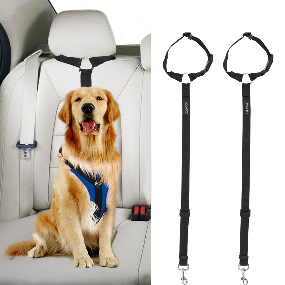 Verstelbare 2 Pc Pet Hond Kat Veiligheid Seat Belt Riem Auto Hoofdsteun Restraint Nylon Stof Hond Hoofdsteunen Voertuig Veiligheidsgordel Harnas