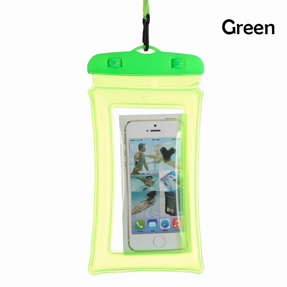 Mode Universal 6.3 inch Airbag Drijvende Zwemmen Tassen Waterdichte Touchscreen Phone Bag Onderwater Pouch Telefoon Geval Duurzaam: green