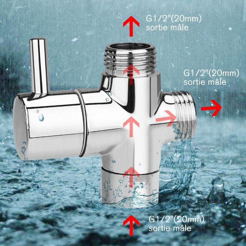 1pc 3- vejs t-adapter messing  g1/2 "tee-stik med omskifter bidet til badeventilsprøjte toilet bruser brusebad lukket hoved  e0 l 4