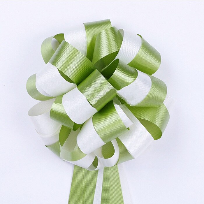 1 stk easy pull sløyfebånd dekorative pull blomst bånd håndlaget gjør-det-selv ferdig bundet satengbånd pakke sløyfe: Grønn