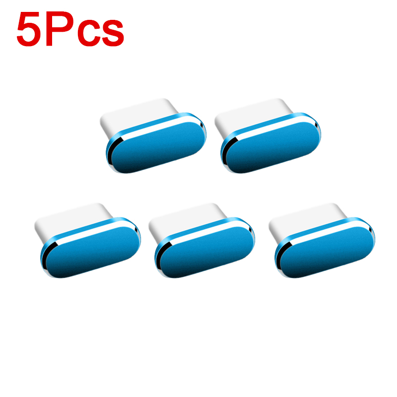 5 bouchons anti-poussière en métal pour Port de chargement de téléphone de Type C, couvercle de protection anti-poussière, capuchon étanche, décoration pour Samsung Xiaomi: Violet