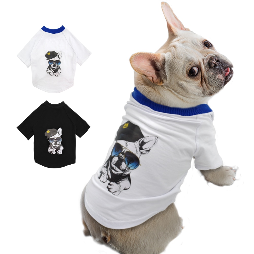 Sommer hund t-shirt hunde tøj små mellemstore hunde kat tøj vest bomuld kæledyr t shirt tøj bulldog tøj m -2xl