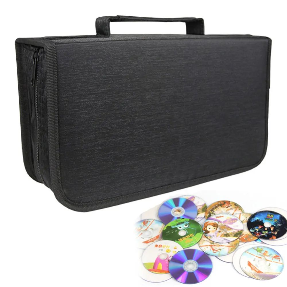 Travel Disc Box DVD Storage Bag CD Wallet Zipper Car Space Saving Large Capacity 128 CDs Home Holder Black