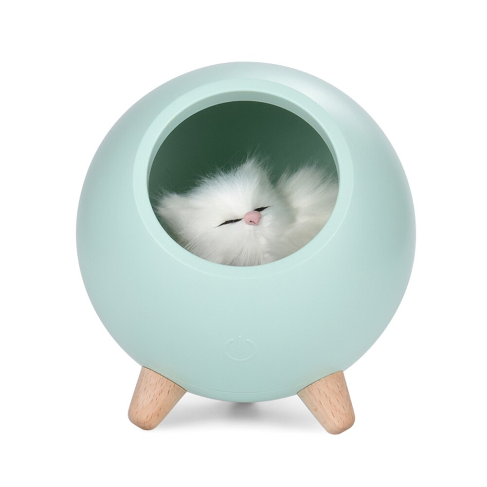 House Touch oscuramento simpatico gattino luce notturna per bambini camera da letto per bambini comodino lampada di ricarica regalo creativo gatti atmosfera domestica Decor: Green