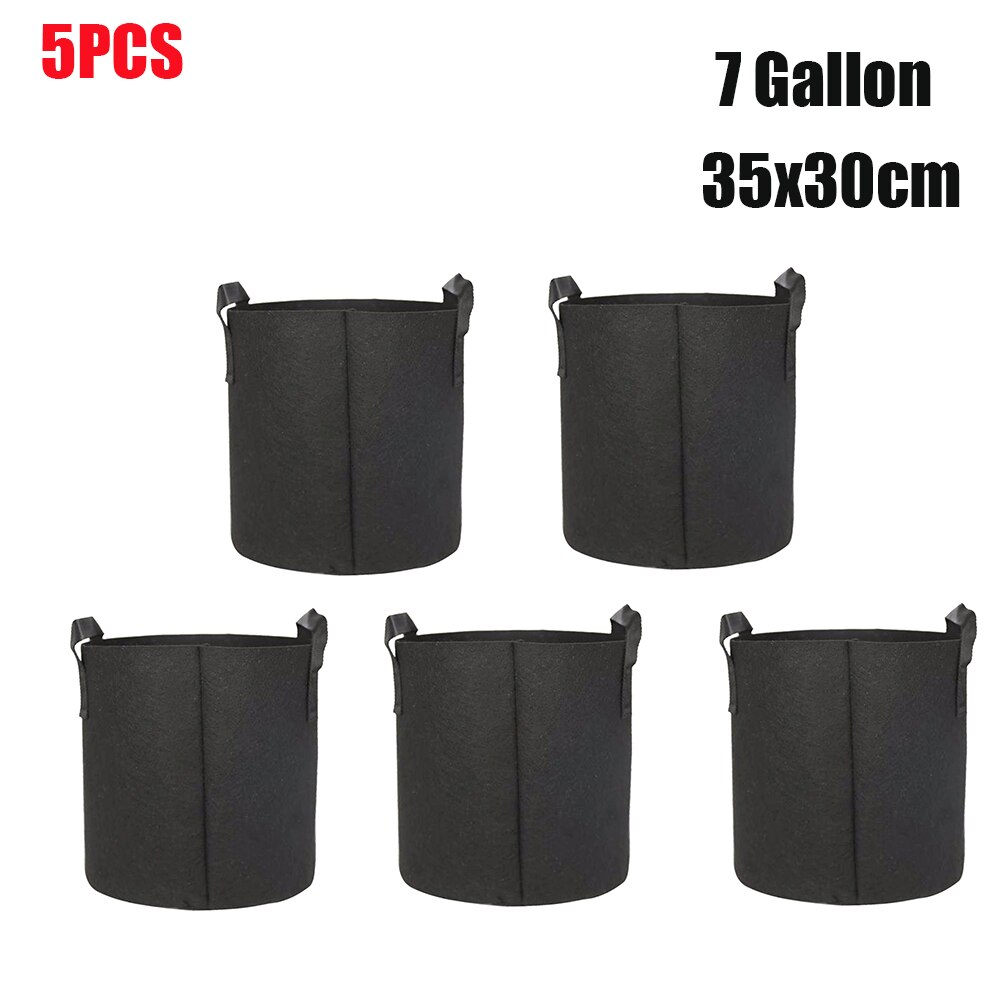 Bolsas de fieltro para cultivo, maceta de tela para jardinería, cultivo de verduras, jardín, flores, 5/10 piezas, 3/7/10 galones: 5pcs 7gallon