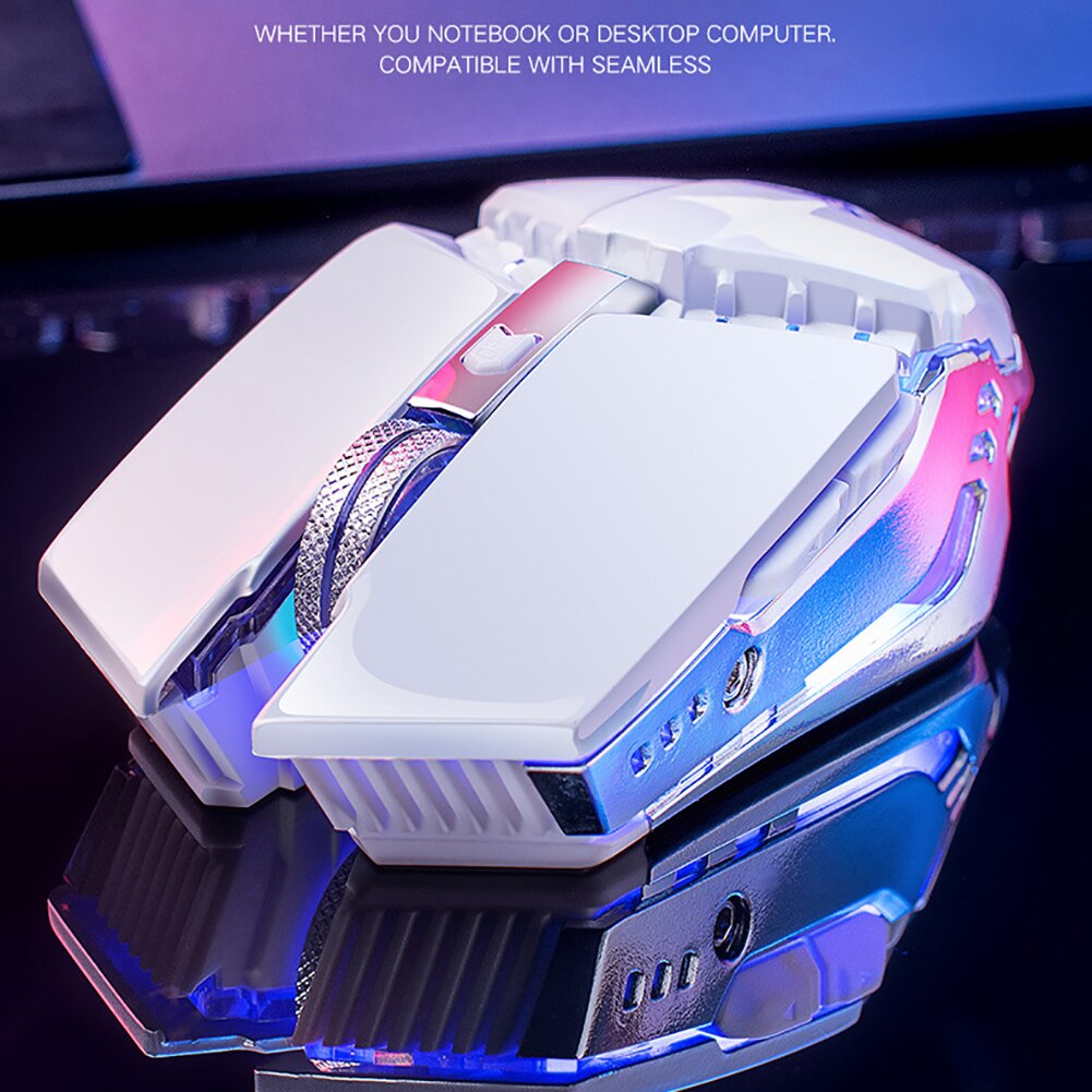 Free Wolf X11 Wireless Rechargeable Game Mouse Silent Illuminated Mechanical 1800Dpi 2.4G USB Wireless 7 Color Mouse