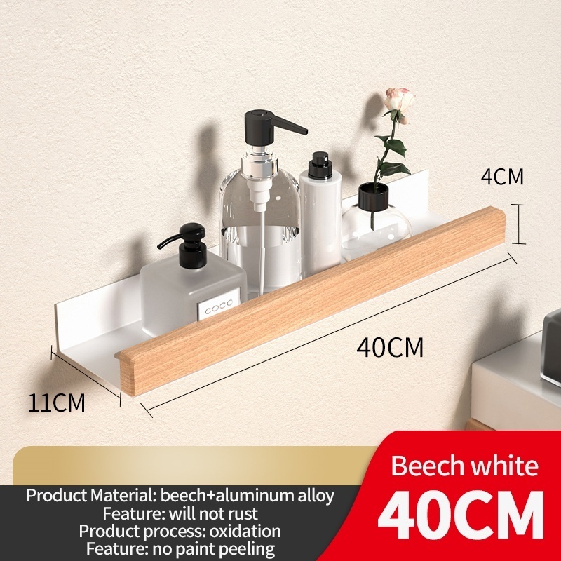 Estante esquinero de material de aluminio y madera, estante de almacenamiento para champú, estante de pared para ducha, organizador de baño, accesorios de baño: naranja
