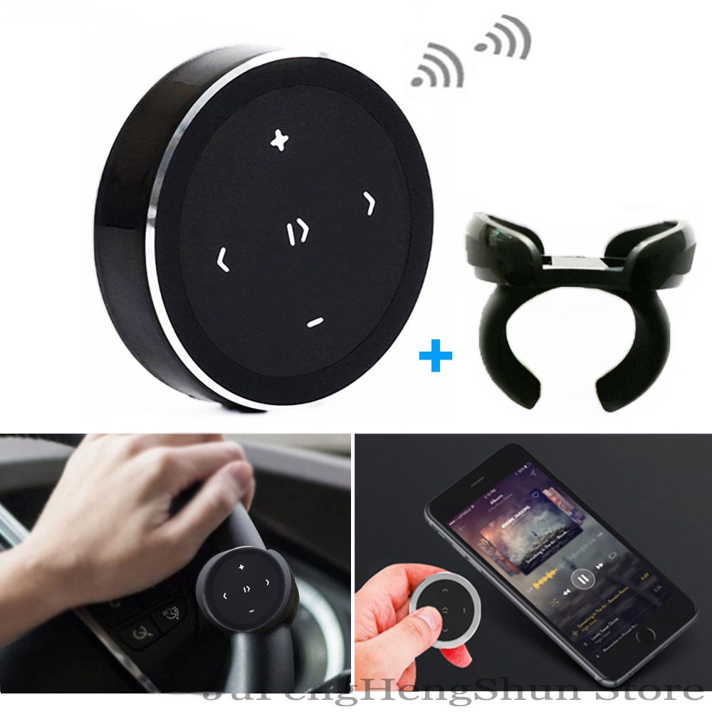 Draadloze Bluetooth Afstandsbediening Siri Muziek Foto Auto Stuurwiel Stuur Smart Media Knop Voor Telefoon Met Beugel