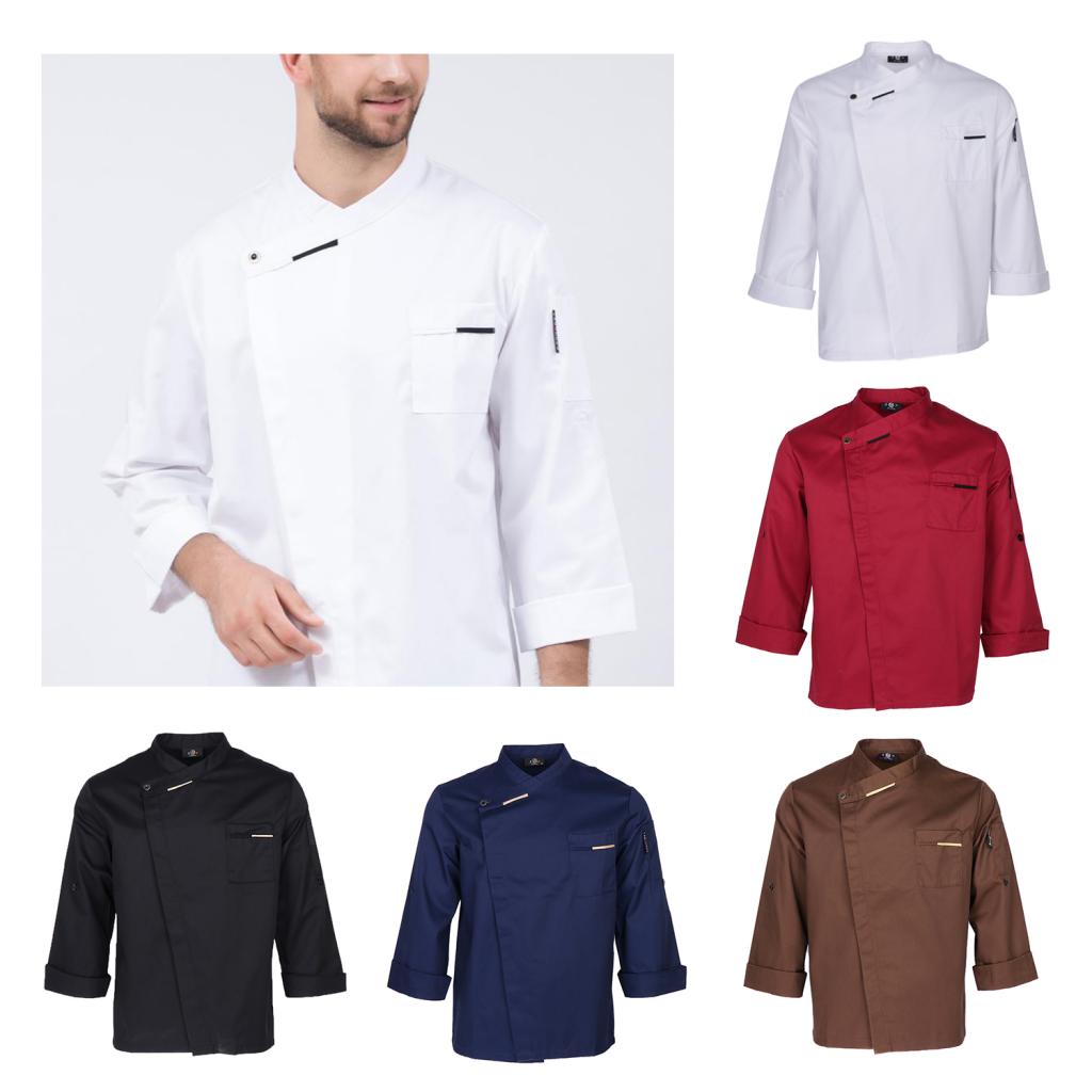 Chaquetas de Chef Unisex, abrigo de manga larga, camisa de camarero, camarera, uniformes de cocina