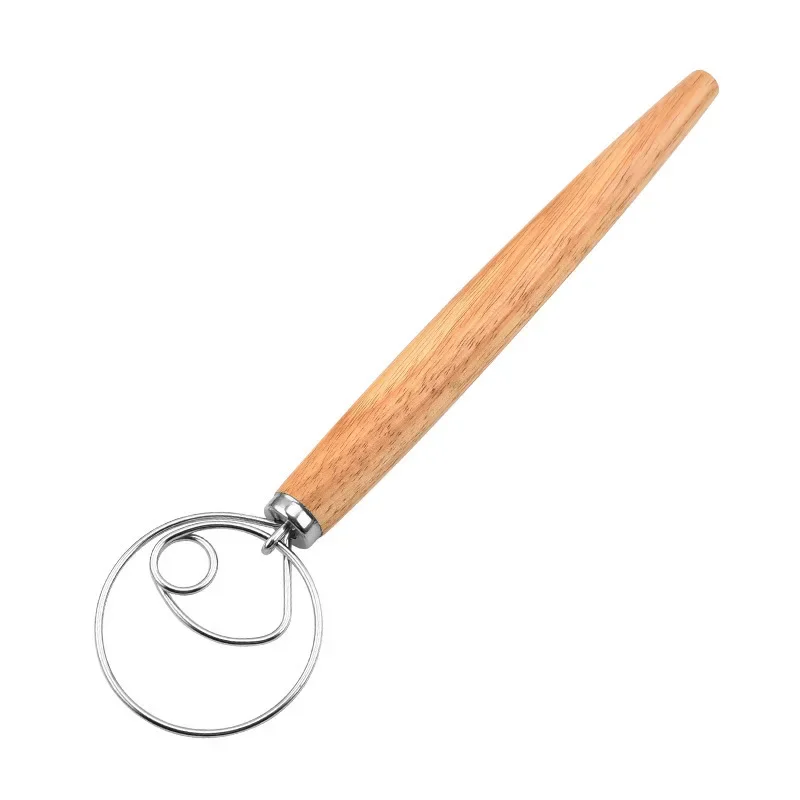 10Inch Deense Deeggarde Roestvrij Staal Nederlandse Stijl Brooddeeg Handmixer Houten Handvat Keuken Bakgereedschap Artisische Blender: Roze