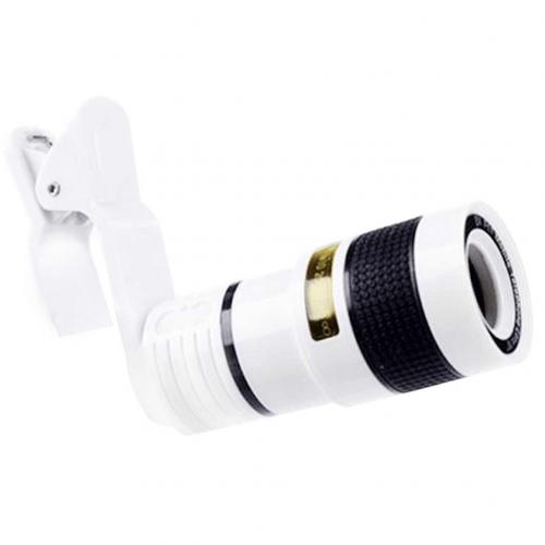 Voor Smartphone 8X 12X Mobiele Telefoon Camera Lens Telelens Externe Telescop Met Clip Met Universele Clip Universele: White 8X