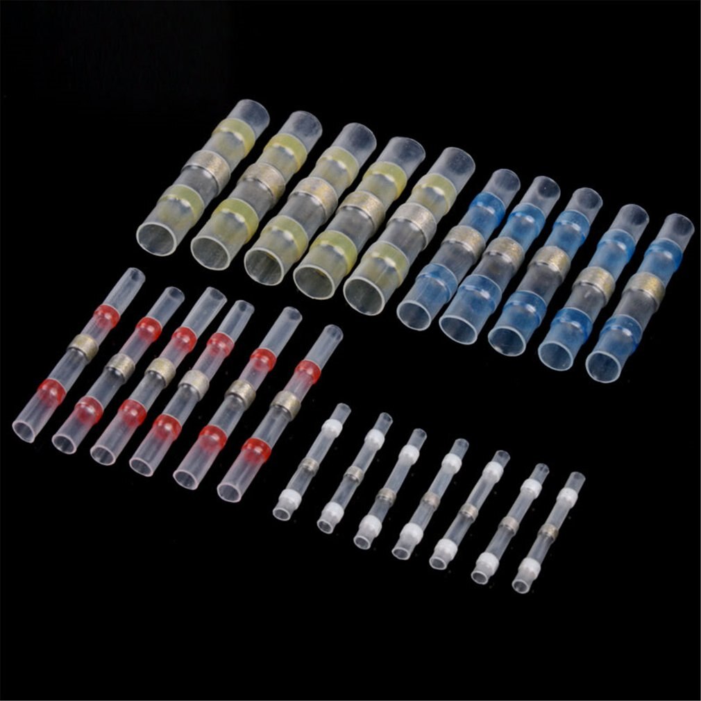 100/50 stuks gemengde krimpkous soldeerklemmen waterdichte soldeerhuls buis elektrische draad geïsoleerde stootverbinders kit