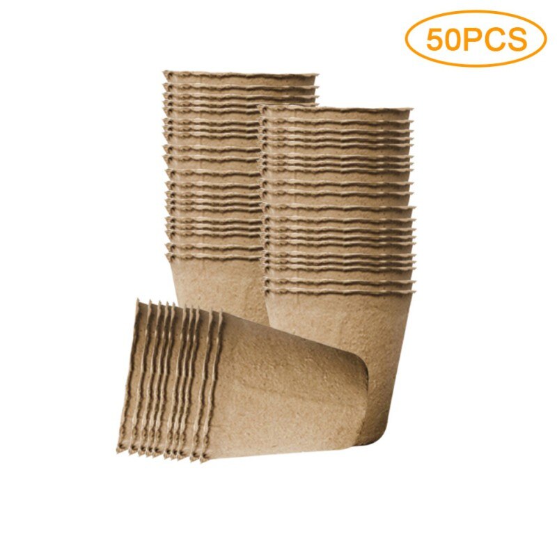 Round Peat Pots Biodegradable Plant Seedling Starters CupsHerb Seed Nursery Tray Planting Tools for Garden Flowers: A-50pcs