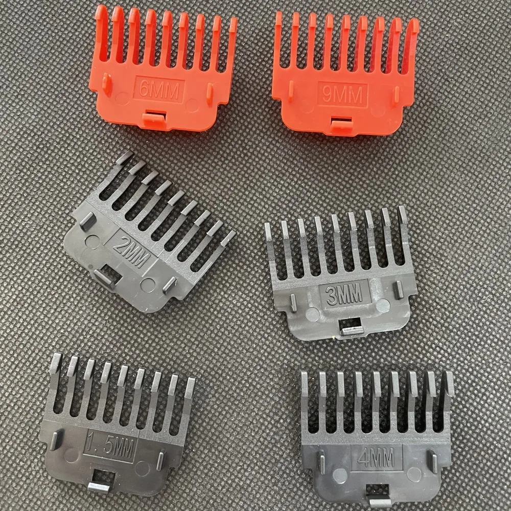 Protectores para cortadora de pelo T9, peines guía, guías de corte, herramientas de estilismo, accesorio Compatible con 1,5mm, 2mm, 3mm, 4mm, 6mm, 9mm, 6 uds.