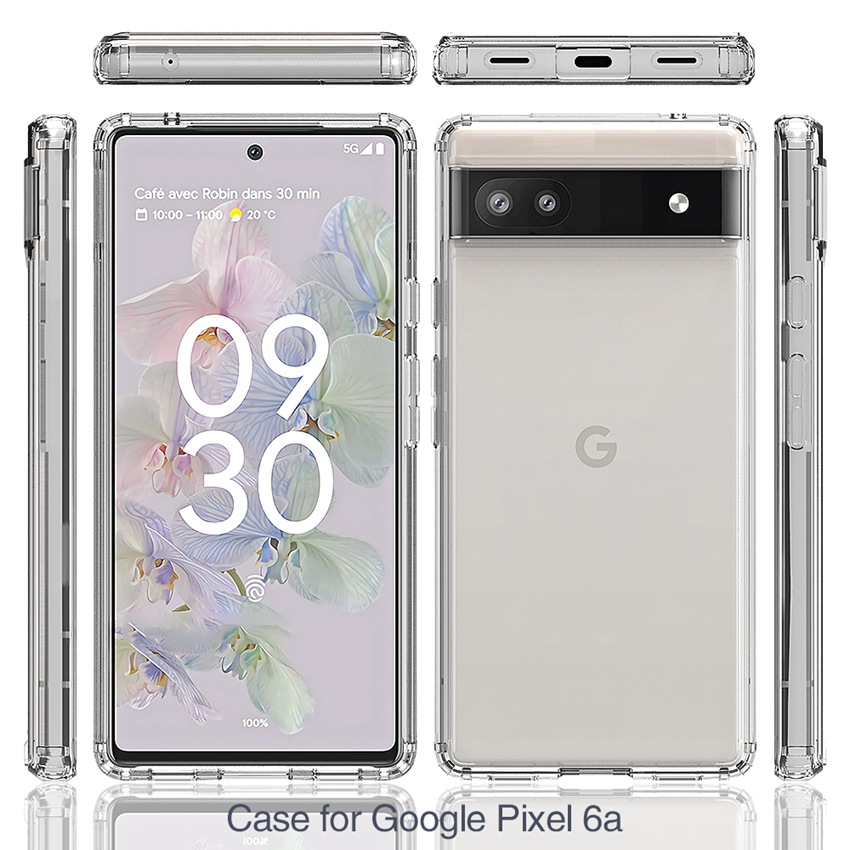 Hybrid-schutzhülle mit stoßfester luftpolsterung und kristallklarer acryl-hartschale für google pixel 6a /  und pixel 6 pro