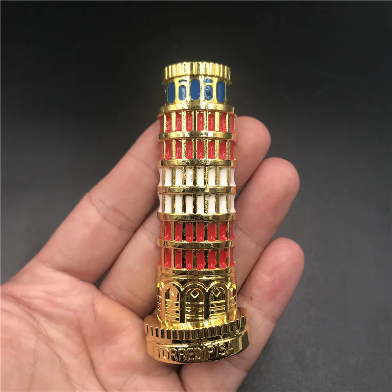 Reino Unido Italia Roma Notre Dame De París Francia Estados Unidos Qatar imán magnético de Metal para nevera Pizza Torre inclinada магнит: Amarillo claro