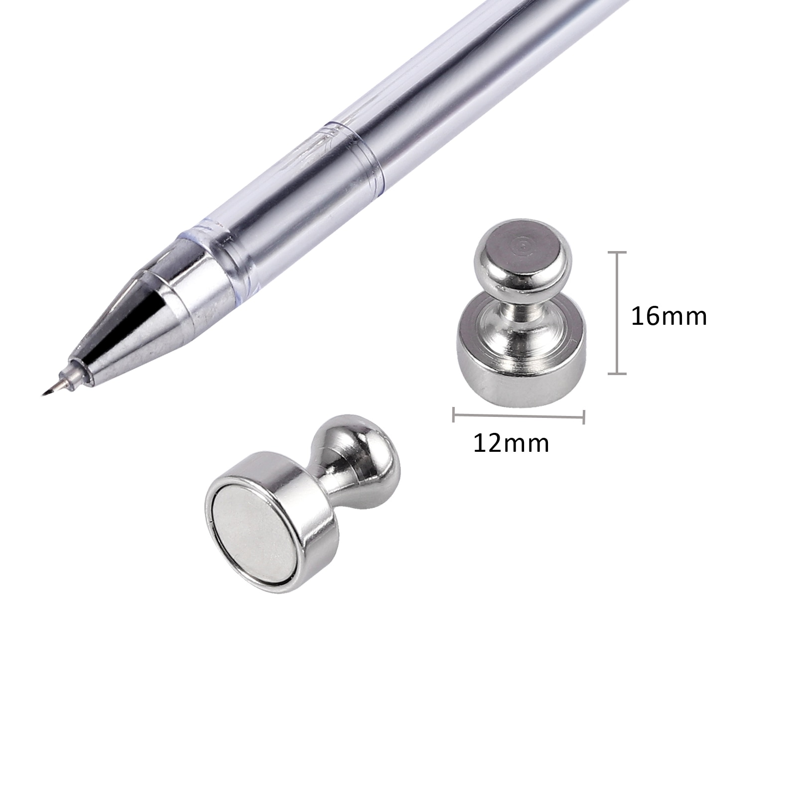 PROSTER 16Pcs Push Pins Whiteboard Magnets Brushed Nickel Push Pin Strong Magnets Pin Magnet Refrigerator Map Calendar Push Pin