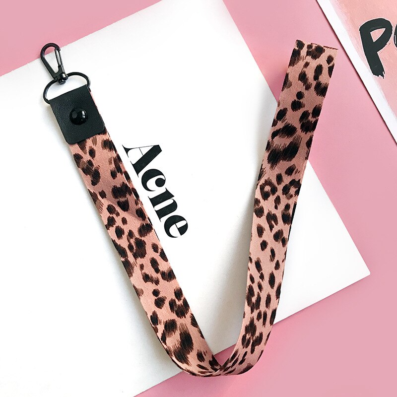 1 Pcs Leopard Print Phone Holder Key Lanyard Hanging Neck Rope ID Badge Holders Phone Neck Straps with Key Clip 2 Sizes: H07