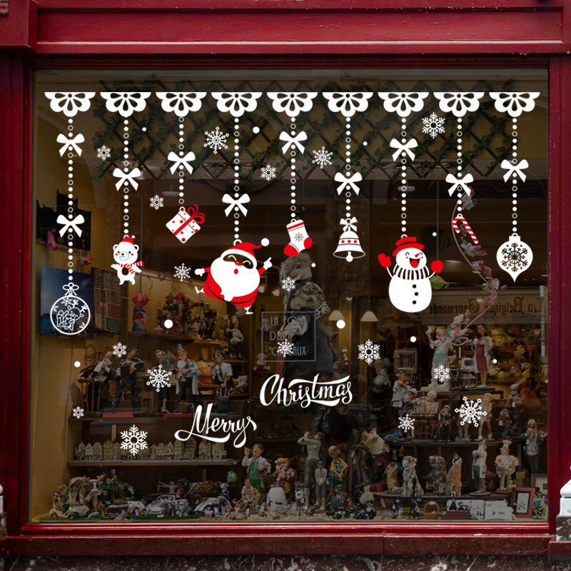 Kerst Thema Venster Etalage Stickers Moderne Kunst Muurschilderingen Thuis Decoratie Cartoon Sneeuwpop Muurstickers: Default Title