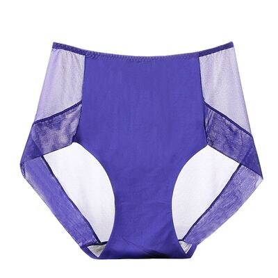 Sexy Ultra-thin Transparent Women Panties Large Sizes High Waist Traceless Perspective Mesh Underwear Plus Size Panties Xxxl: Blue