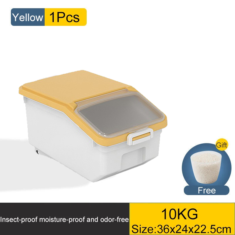 10KG Kitchen Rice Storage Box Insect Proof and Moisture Proof Dispenser Flour Cereal Bucket Kitchen Food Storage Container: light green