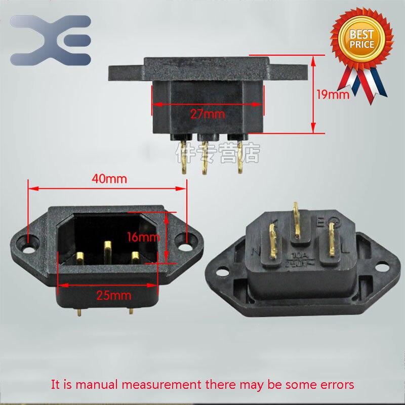 1Pcs Brass Pressure Plug Multi-electrical Universal Multifunction Rice Cooker Parts 3Pin 10A 250V Power Connector