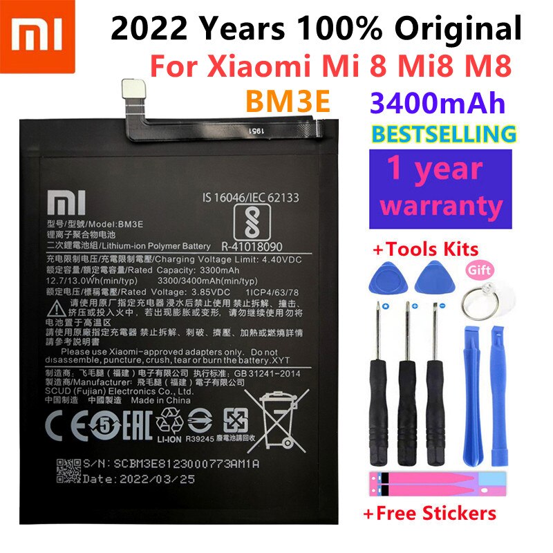 Batería de teléfono Original Xiaomi BM22, para Xiaomi MI 5, 5X, Mi 4C, Mi 6, Mi 8, Redmi Note 5A, 5A Pro, BM35, BM39, BN31, BM3E: BM3E For Xiaomi Mi 8