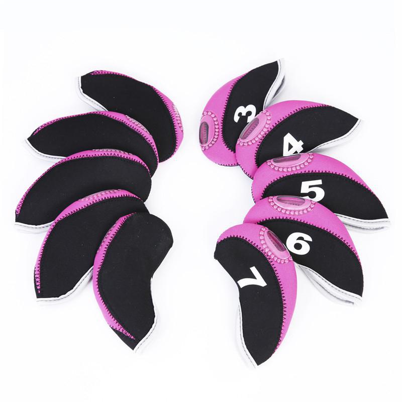 10 stuks golfclub hoofdhoezen zichtbaar venster golf putter ijzeren paal hoofdbeschermer hoes voor buiten golf sporten patchwork kleur