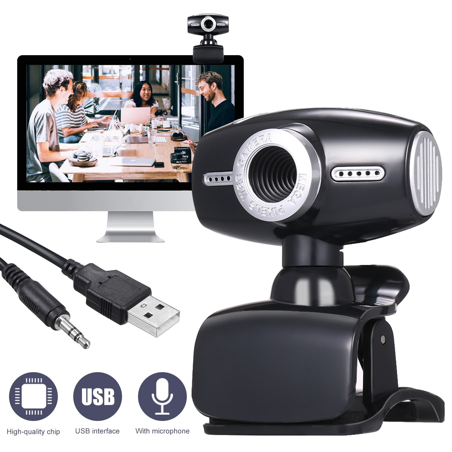 USB Webcam hd pc Camera with Built-in sound absorbing microphone camera for PC Laptop Computer Desktop Gaming Daily Life Web Cam