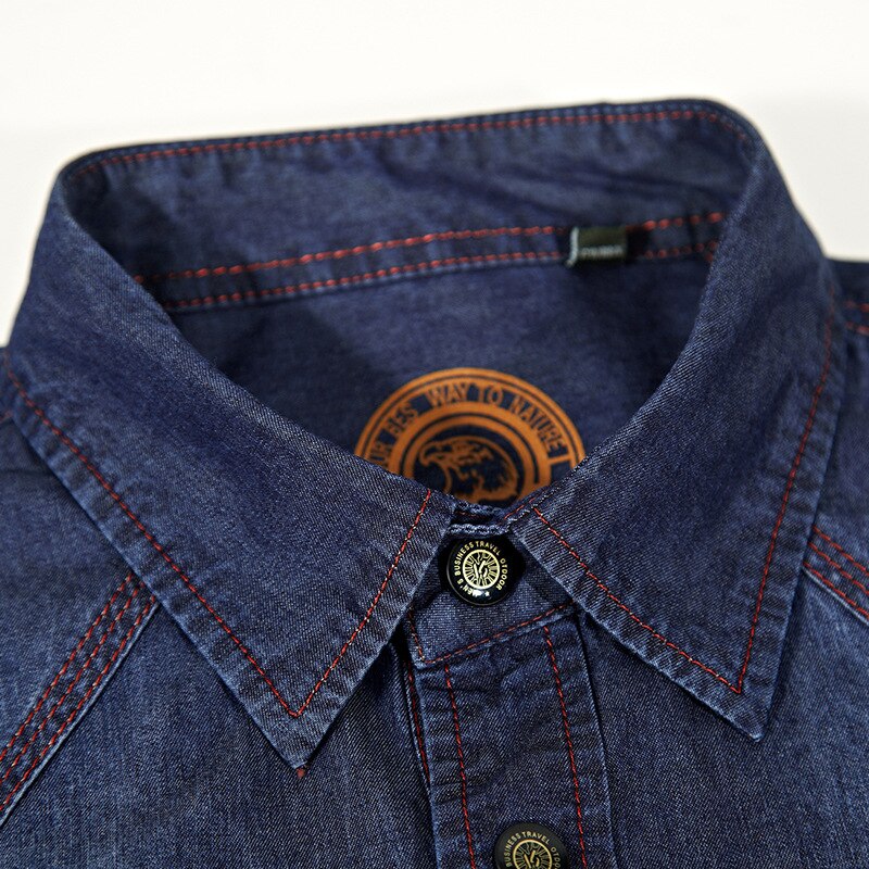 Large Size Denim Men Shirt M~3XL Cotton Brand Clothing Jeans Camisa Social Masculina Long Sleeve Blue Chemise Homme