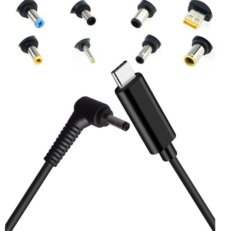65w usb type-c laptop power adapter charging cable dc jack plug dual e-mark chip converter for hp, lenovo, and dell laptops