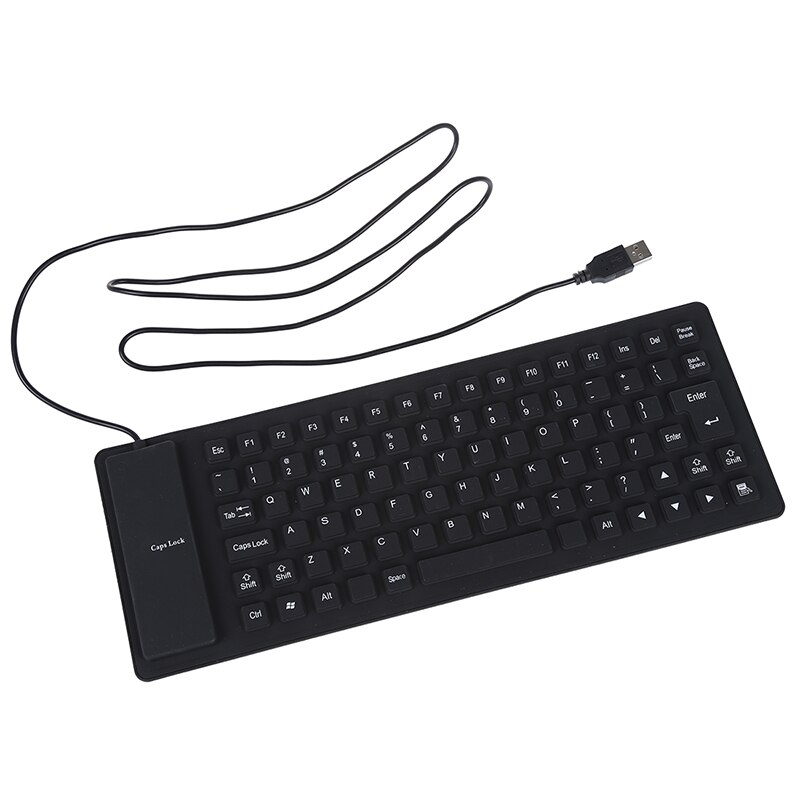 Flexibelt vikbart usb-tangentbord tvättbart svart starkt och tyst tangentbord: Default Title