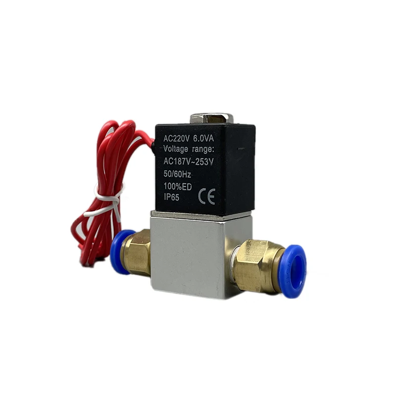Électrovanne électrique pneumatique 12V 24V 220V, 2 positions, 2 ports, vanne magnétique d'air normalement fermée, connexion de tuyau 6mm 8mm