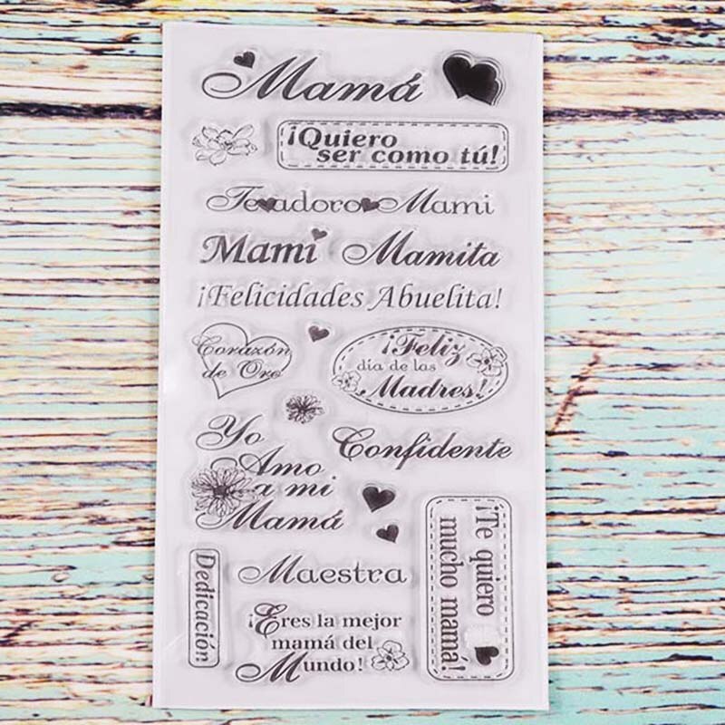 Mama Papa Spaans Transparant Clear Stempel Voor Diy Scrapbooking/Card Making/Kids Kerst Fun Decoratie Benodigdheden: 400133