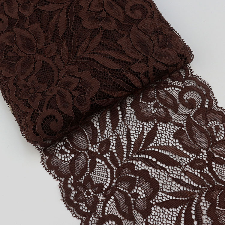 15cm Soft Elastic Floral Pattern Lace Ribbon DIY Crafts Supplies Lace Tape Dress Clothing Top Bra Decoration White Lace Trimming: Brown