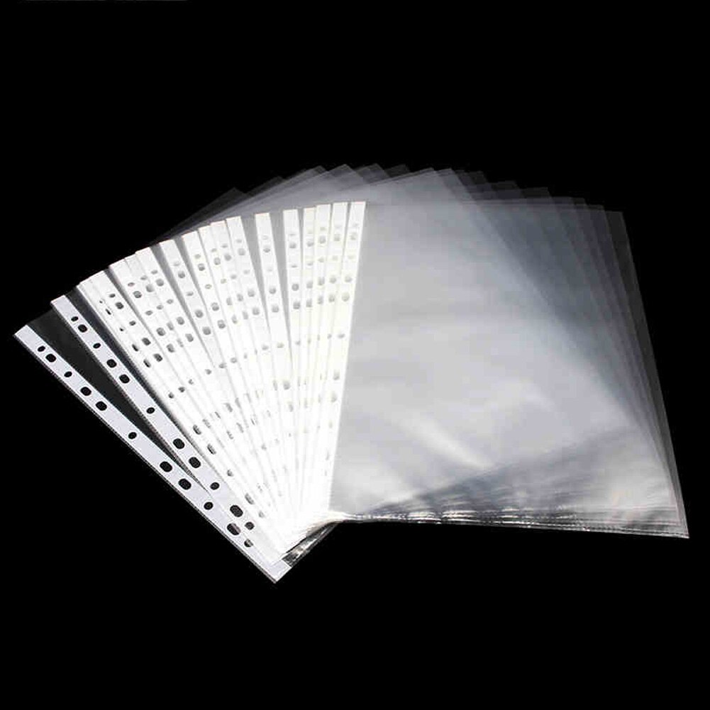100 Pages/pack PP Loose-Leaf File Holder 11-hole Multipurpose Clear Waterproof A4 Transparent Sheet Protectors File Pouch