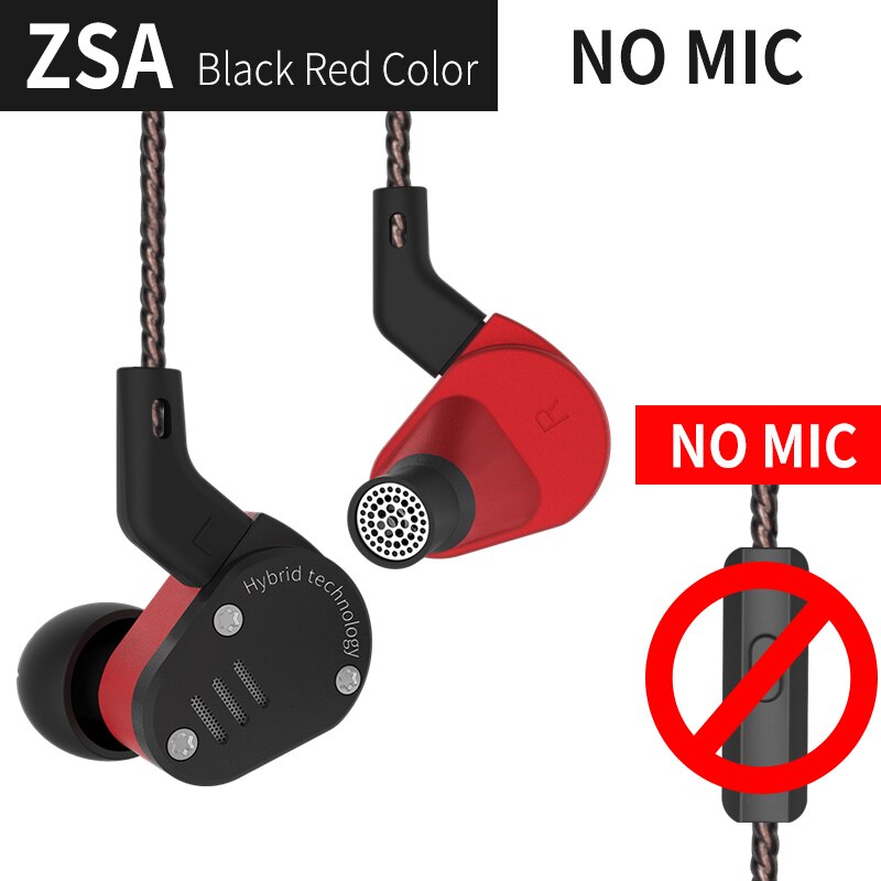 CCA ZSA In-Ear Monitors - Hybrid HiFi Bass Headphones - Wired Earphones with Mic Option: ZSA Black no mic