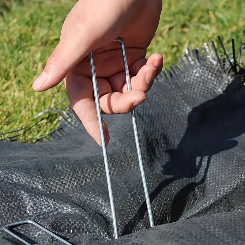Piquets de jardin en forme de U en acier galvanisé, pointes de paysage robustes, agrafes pour tube de clôture pour maintenir les pelouses, barrière, clous au sol