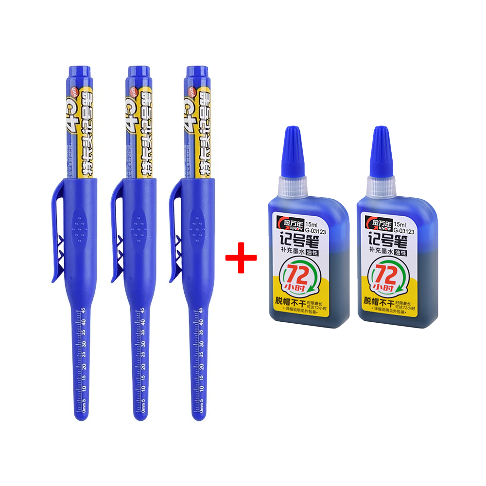 45mm dyphull-tusjpenner med lang spiss, snekkerpenn, svart/blått/rødt blekk, vanntett for måling av trebearbeidingsverktøy: Lavendel