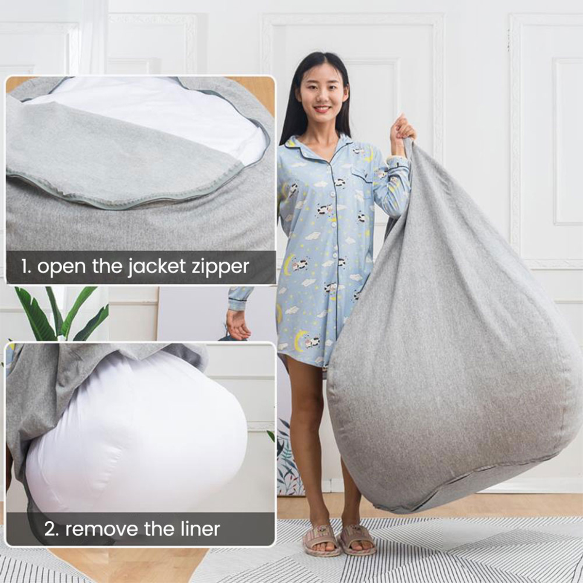 Lazy Sofa Cover Liner Mesh Bean Bag Inner Lining Without Filling Anti-fouling Replacement Bean Bag for Bedroom Living Sofa Chair