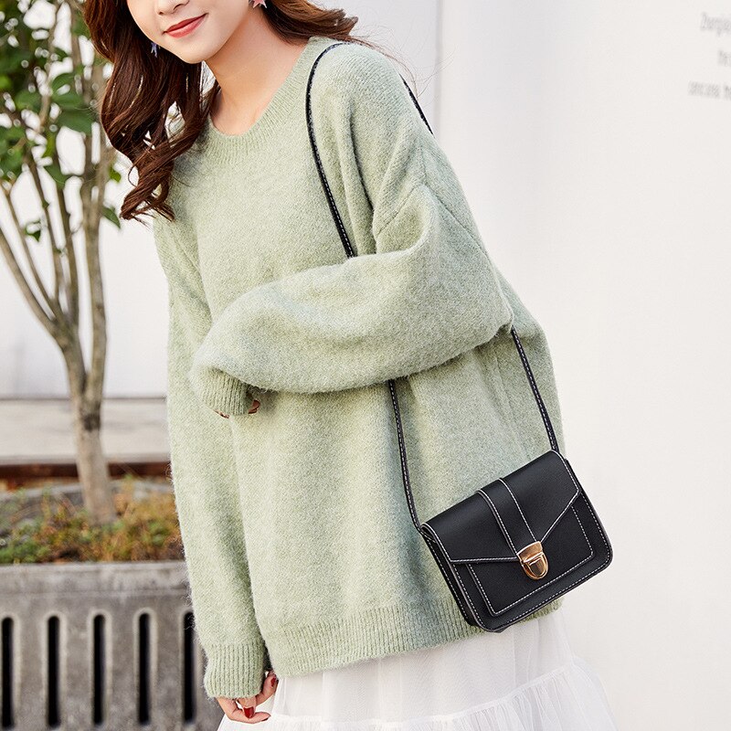 Neue Vertraglich Schloss Umhängetaschen für Frauen PU Leder Reine Farbe Schulter Taschen Weibliche Kleine Tote A182