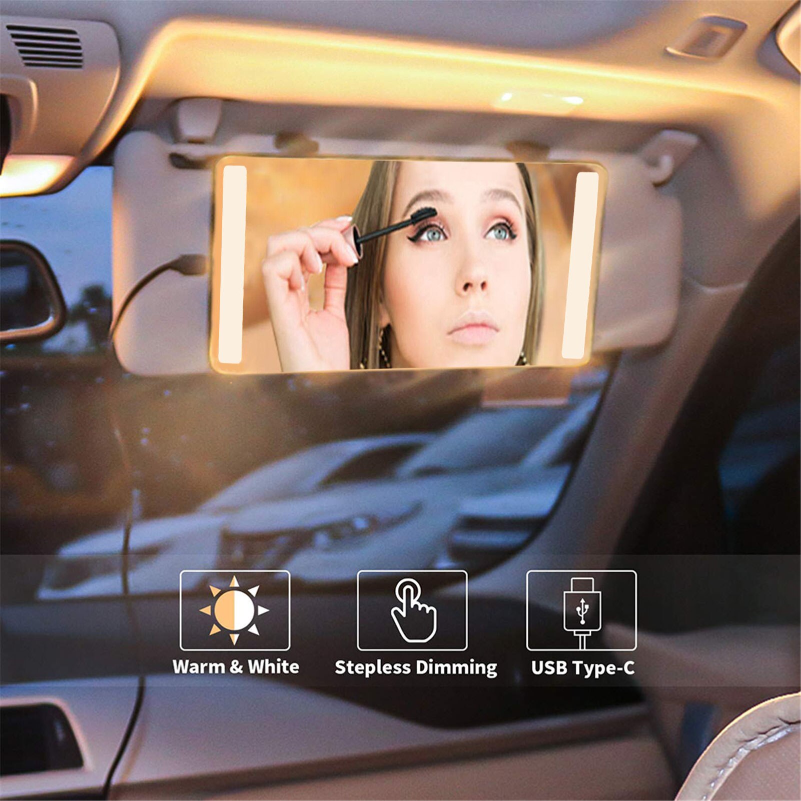 Universal LED Car Interior Mirror Makeup Mirror Touch Switch 3 Lighting Mode 22 LED Car Back Seat Safety Rear Mirror LED Mirror